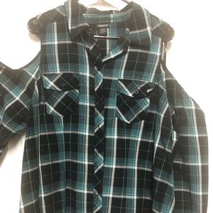 Cold Shoulder Button Down